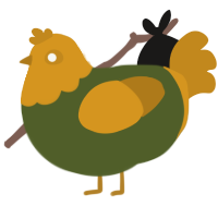 A olive and ochre chicken with a head pattern