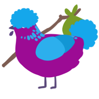 A plum and sky chicken with a neck-speckle pattern