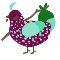 A wine and mint chicken with a speckle pattern