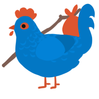 A sapphire chicken with a half-lace pattern