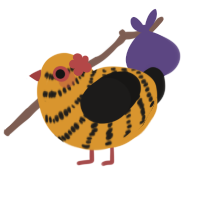 A orange and sable chicken with a bar pattern