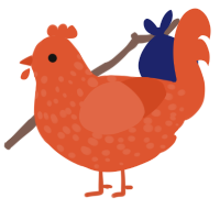 A vermilion chicken with a speckle pattern