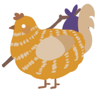 A orange and beige chicken with a bar pattern