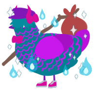 A sea and amethyst chicken with a lace pattern