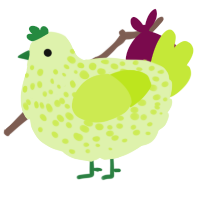 A apple and lime chicken with a speckle pattern