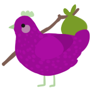 A plum chicken with a speckle pattern