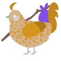 A beige and ochre chicken with a speckle pattern