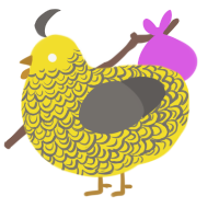 Camellia, a yellow and grey chicken with a double-lace pattern