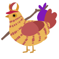 A honey and red chicken with a bar pattern