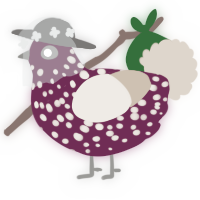 A wine and beige chicken with a speckle pattern