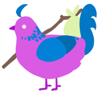 A orchid and sapphire chicken with a neck-speckle pattern