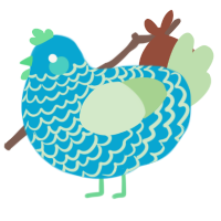 A cerulean and gluppy chicken with a lace pattern