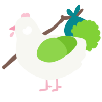 A white and grass chicken