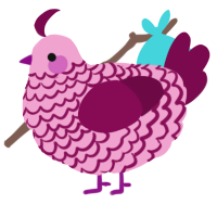 A pink and wine chicken with a lace pattern