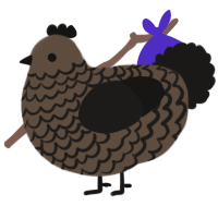 A bark and sable chicken with a lace pattern