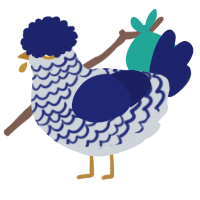 A mist and navy chicken with a lace pattern