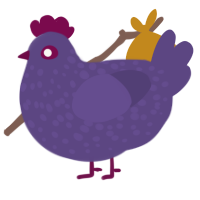 A overcast chicken with a speckle pattern
