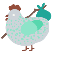 A mist and mint chicken with a speckle pattern