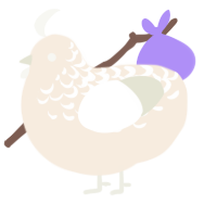 A cream and white chicken with a half-lace pattern