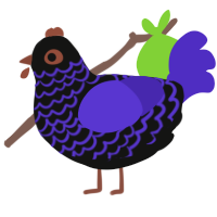 A black and indigo chicken with a lace pattern