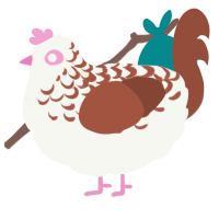 A white and russet chicken with a half-lace pattern