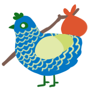 A sapphire and lemon chicken with a lace pattern
