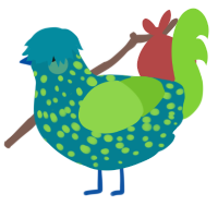 A sea and grass chicken with a speckle pattern