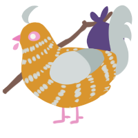 A orange and silver chicken with a bar pattern