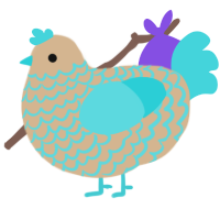 A beige and aqua chicken with a lace pattern