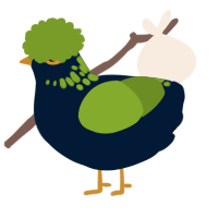 A tumblr and chartreuse chicken with a neck-speckle pattern