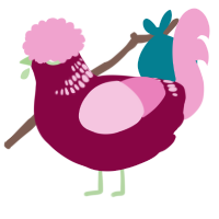 A maroon and pink chicken with a neck-band pattern