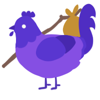A blurple and indigo chicken with a head pattern