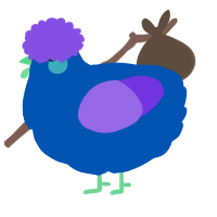 A ultramarine and blurple chicken