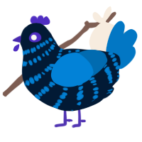 A tumblr and sapphire chicken with a bar pattern