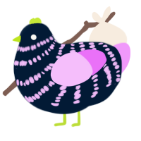 A tumblr and lavender chicken with a bar pattern