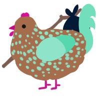 A brown and mint chicken with a speckle pattern