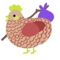 A beige and red chicken with a lace pattern