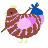 A russet and lavender chicken with a bar pattern