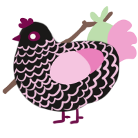 A sable and pink chicken with a lace pattern