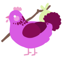 A orchid and wine chicken with a neck-speckle pattern
