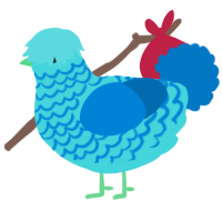 A aqua and sapphire chicken with a lace pattern
