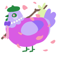 A orchid and lilac chicken with a head pattern