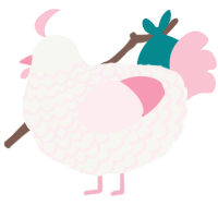 A white and rose chicken with a lace pattern