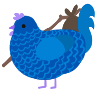 A ultramarine and sapphire chicken with a lace pattern
