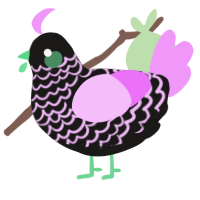A sable and lavender chicken with a lace pattern
