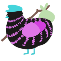 A sable and orchid chicken with a bar pattern