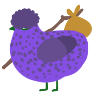 A blurple and overcast chicken with a speckle pattern