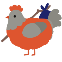 A vermilion and ash chicken with a head pattern