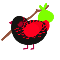 A black and crimson chicken with a half-lace pattern