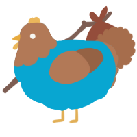 A cerulean and brown chicken with a head pattern